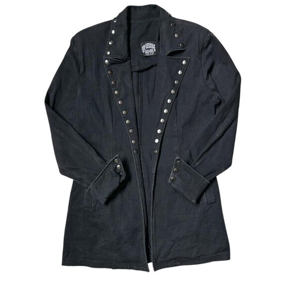 80s vintage Lip Service denim studded jacket Rock n Roll pirate goth punk jean. - Picture 1 of 7